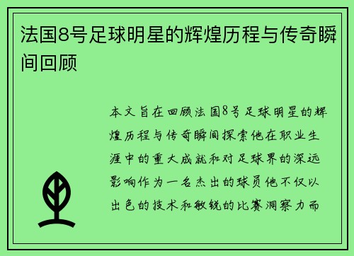 法国8号足球明星的辉煌历程与传奇瞬间回顾